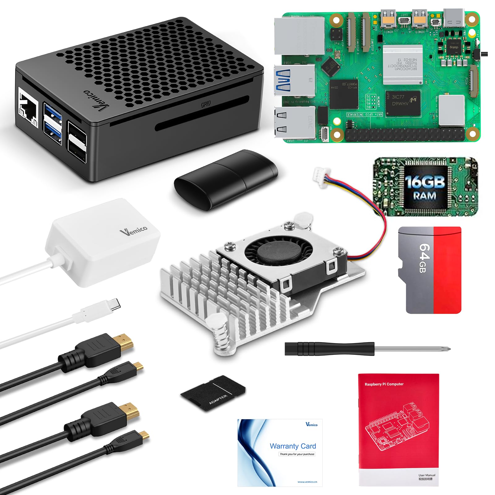 Snapklik.com : Vemico Raspberry Pi 5 16GB Starter Kit