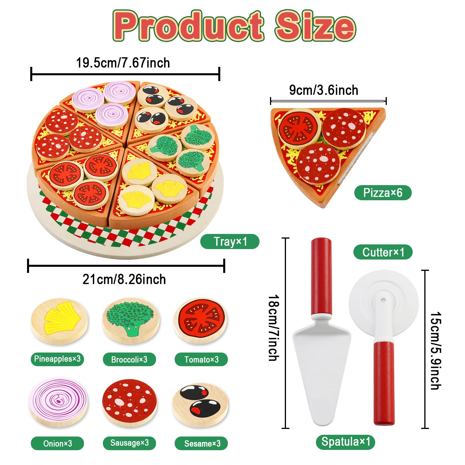 Jouet Pizza à Découper Pour Enfant 3-5 Ans - Ensemble Cuisine Avec Tranches Et Coupe-pizza, Jeu éducatif - 8