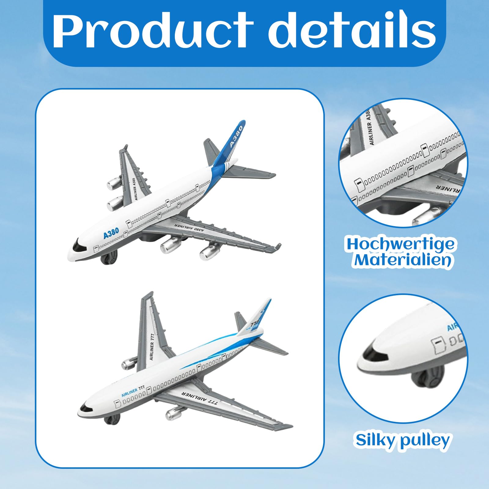 Bodeshis 2 Pcs 5.51 * 5.51in Airplane Toys Set - Image 3