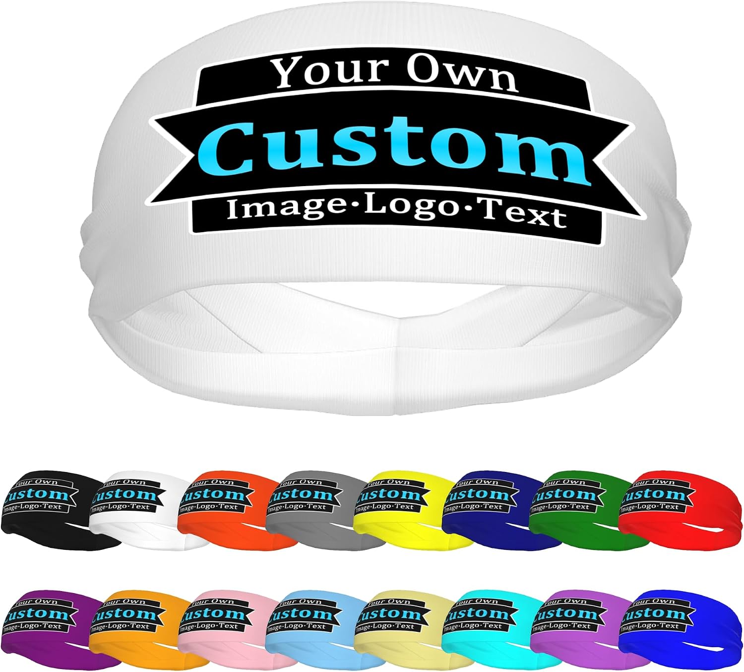 Custom Headbands for Men Women - Personalized Sport Sweatband Your Own Photo Text Logo Customized Elastic Sweatband Bandana
