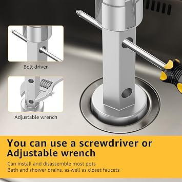 Tub Drain Remover Wrench, Dual Ended Aluminum Alloy Ratchet Wrench for Install and Remove Most Bath and Shower Drains and Closet Spuds Square Plastic Toilet Seat Nuts(1Pcs)