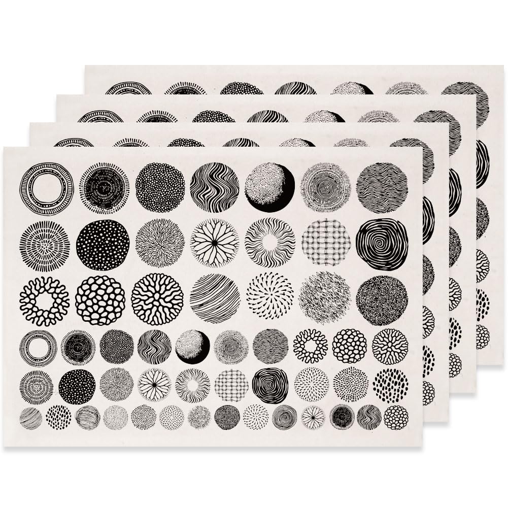 Papier de transfert à l'eau pour poterie décalcomanies céramique noire art porcelaine 4pcs