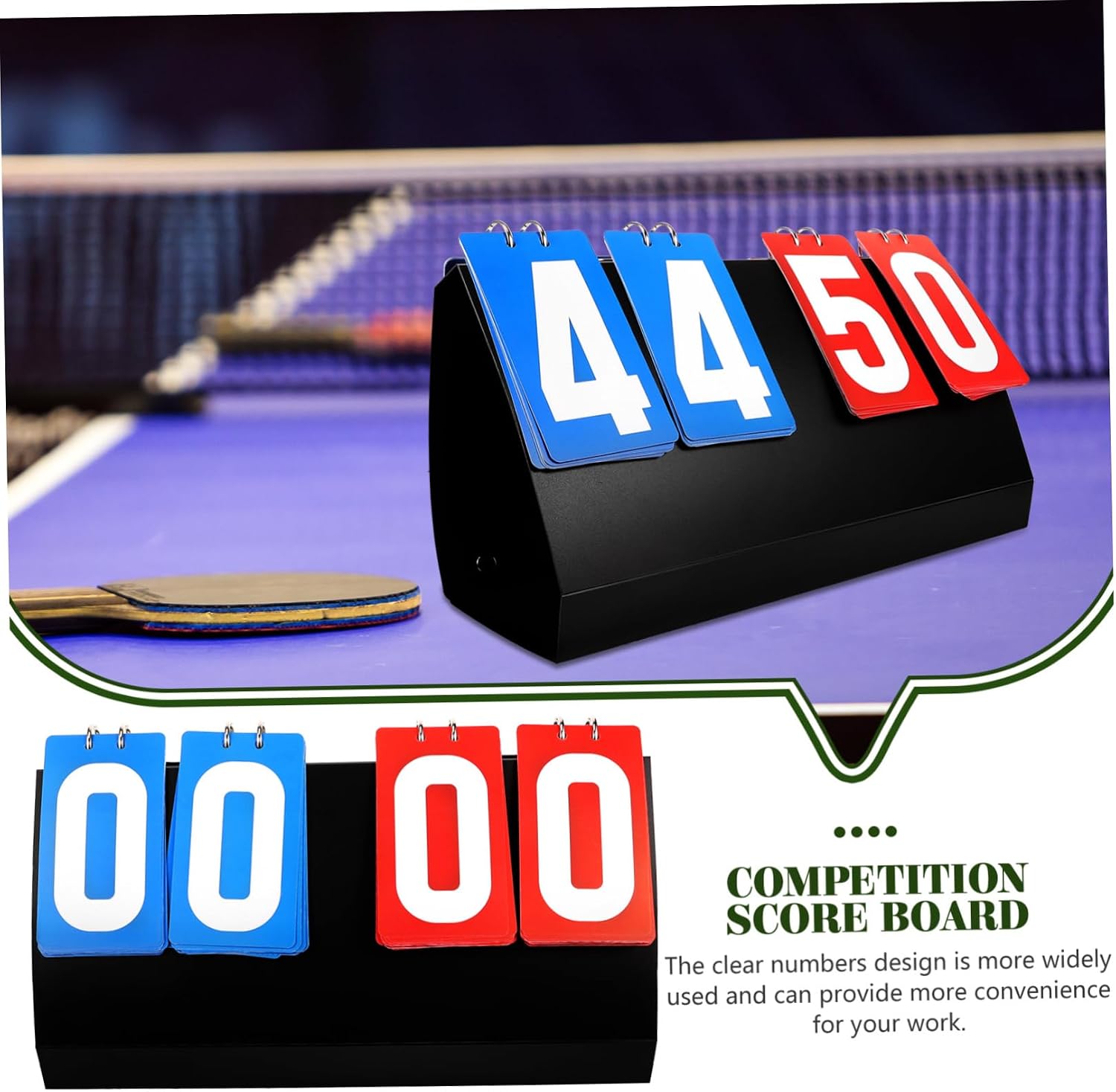 VANZACK Multi-Function Waterproof Flip Scoreboard for Basketball Tennis and Badminton Portable Plastic Score Keeper for Indoor Sports Games
