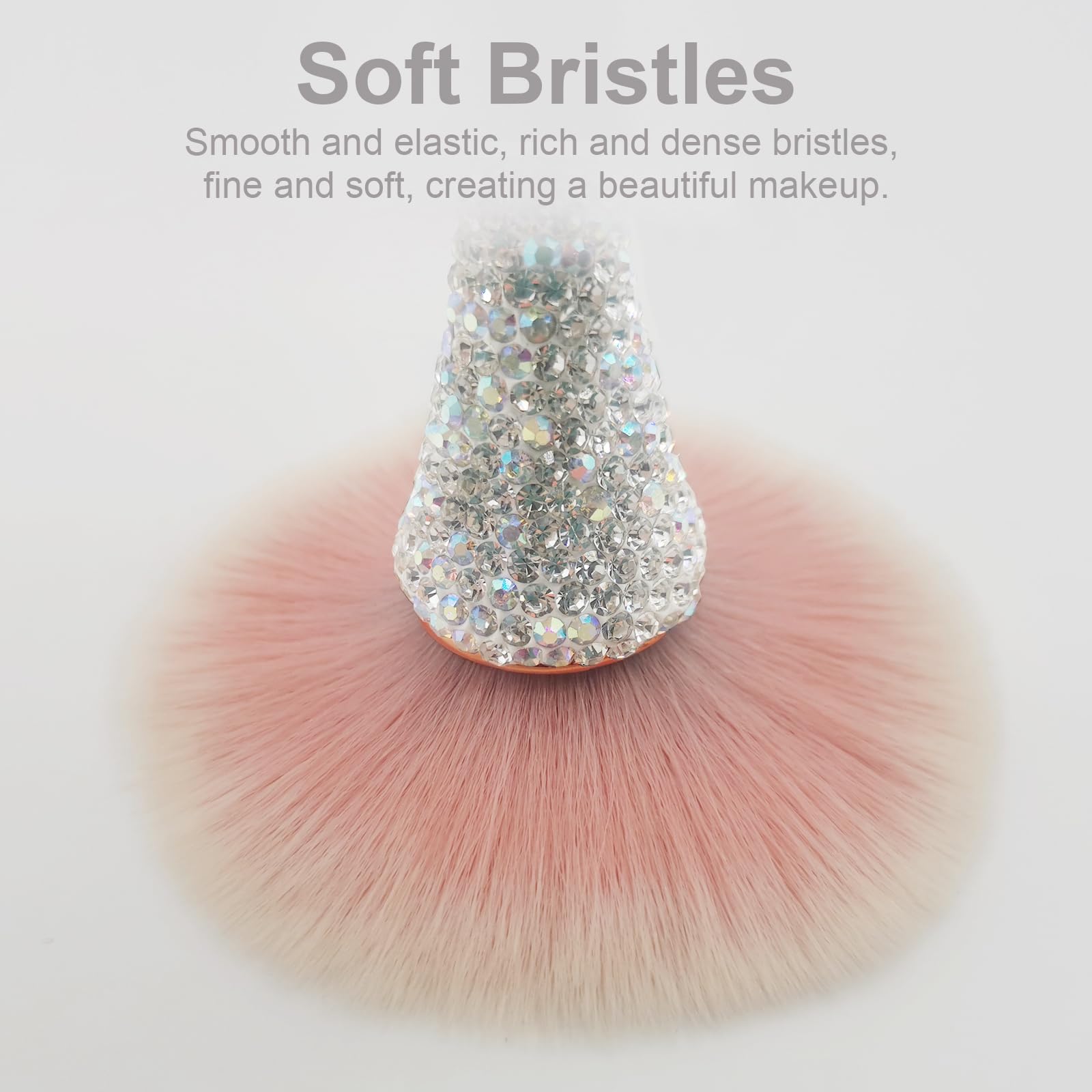Brocha de maquillaje con diamantes de imitación, brochas de maquillaje retráctiles con cubierta de diamantes de imitación brillantes, cepillo de maquillaje portátil de lujo con cerdas suaves