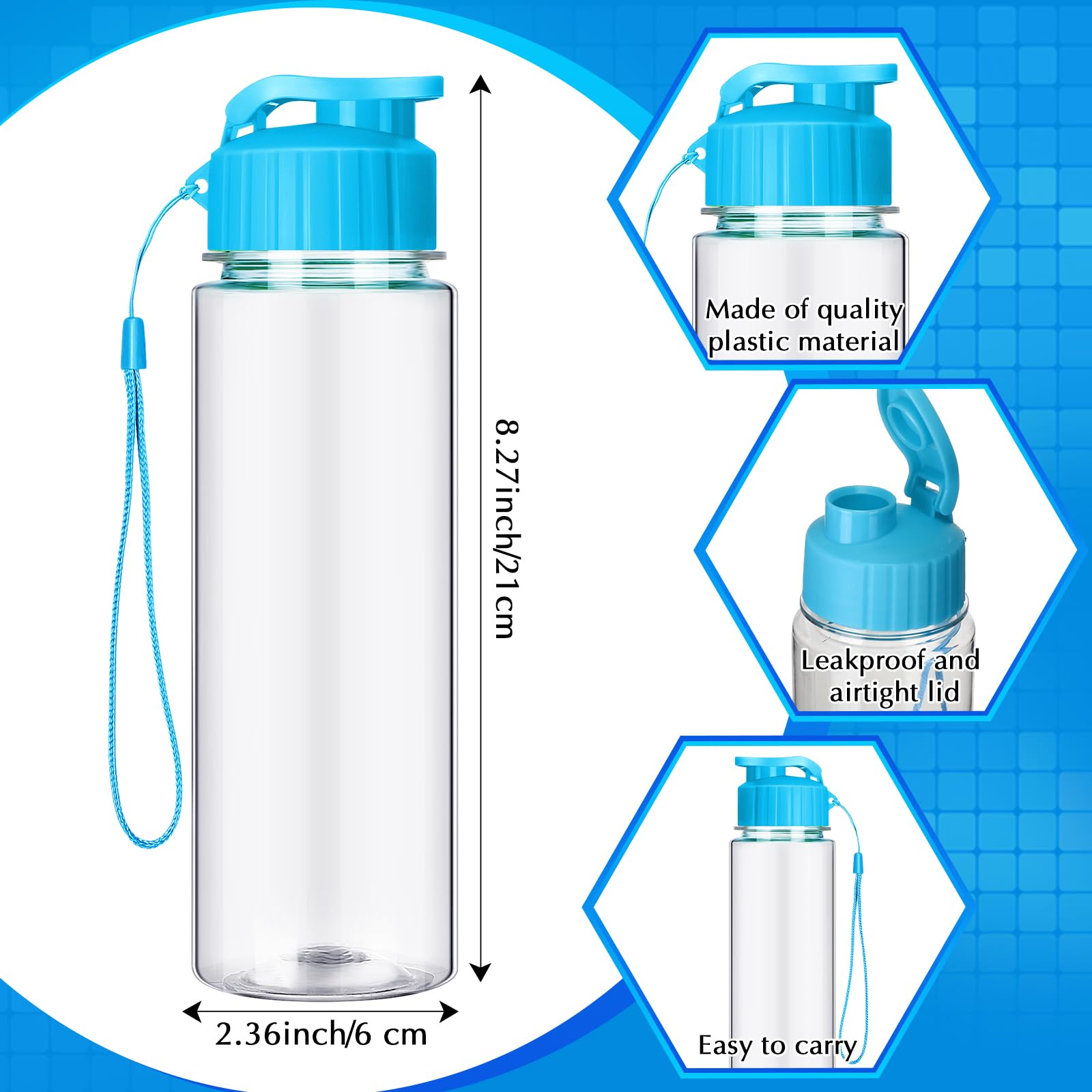 Mifoci 20 botellas de agua de plástico a granel para gimnasio, deportes, adultos y niños, reutilizables, grandes, a prueba de fugas, para fiestas, al aire libre, escuela, aula (colorido, 17 onzas)