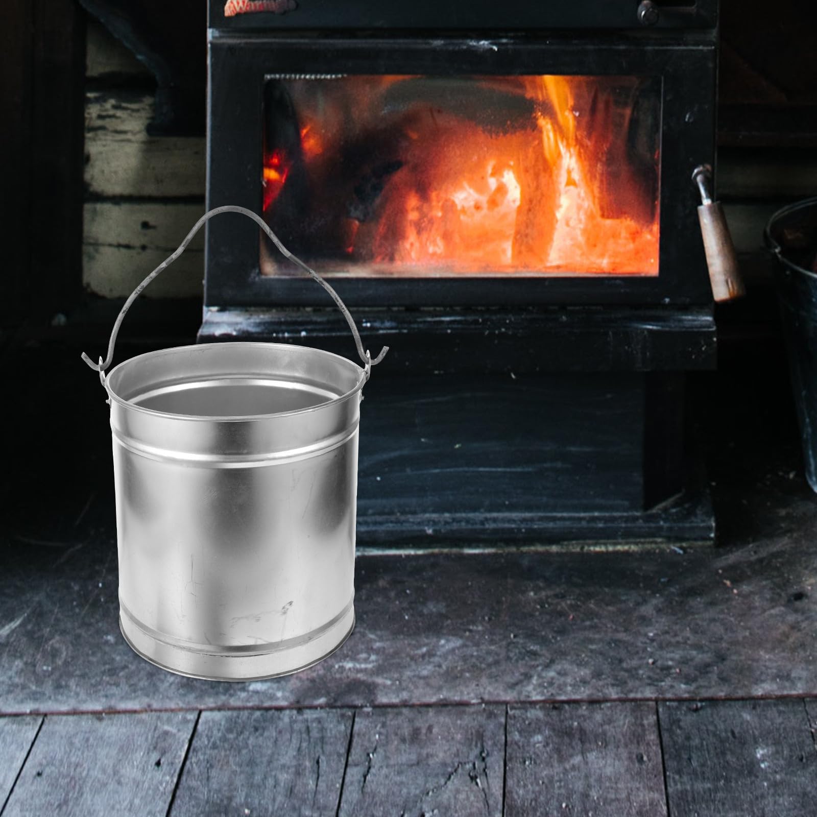 Cubo de Cenizas de Metal Grande de Hierro para Chimenea y Barbacoa