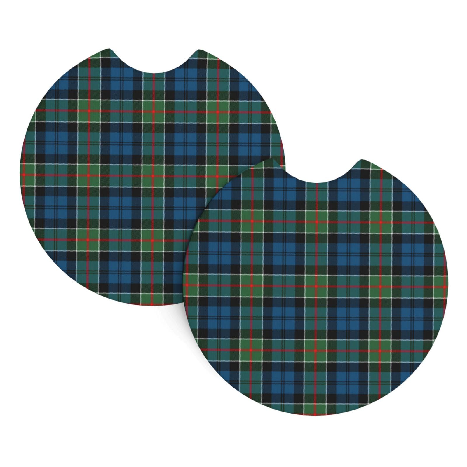 Smazdfxx As Pic 2 Pack Car Cup Holder Coasters, Colquhoun Ancient Tartan Car Interior Pad Rubber Coaster With A Finger Notch