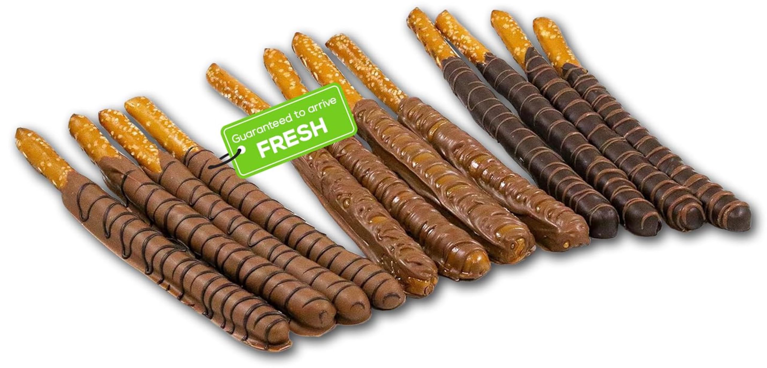 US Sweets Chocolate Covered Pretzel Sticks - Pretzel Sticks Dipped & Drizzled in Caramel & Chocolate | Gourmet Candy Treat | Delicious Gift | Handmade in Small Batches | Guaranteed to Arrive Fresh