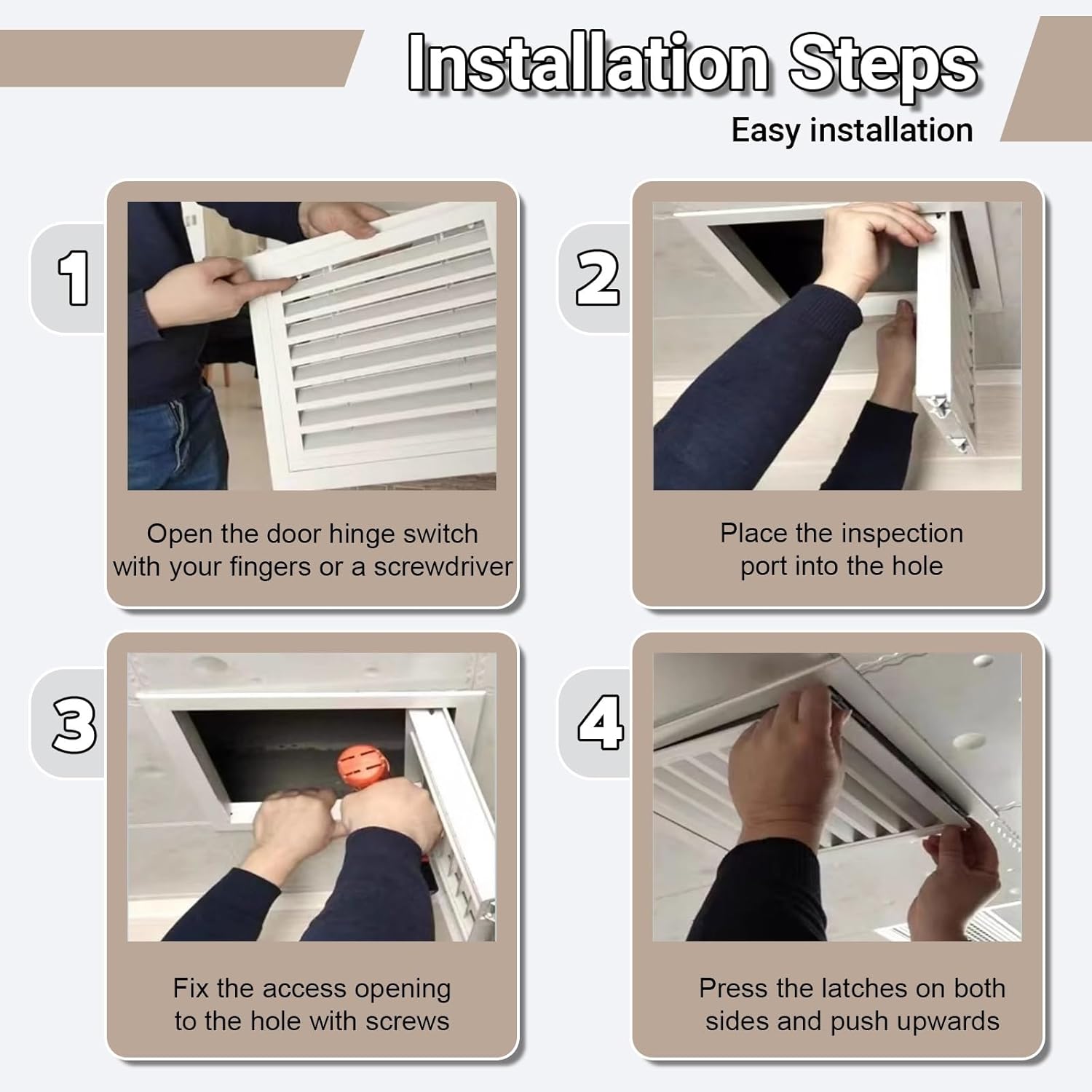 Ceiling Access Panel for Drywall Shutter with Vent,Concealed Plumbing Cables Access Doors,Aluminium Frame Inspection Hole Cover Decorative Plate for Plumbing Heating,Easy to Install