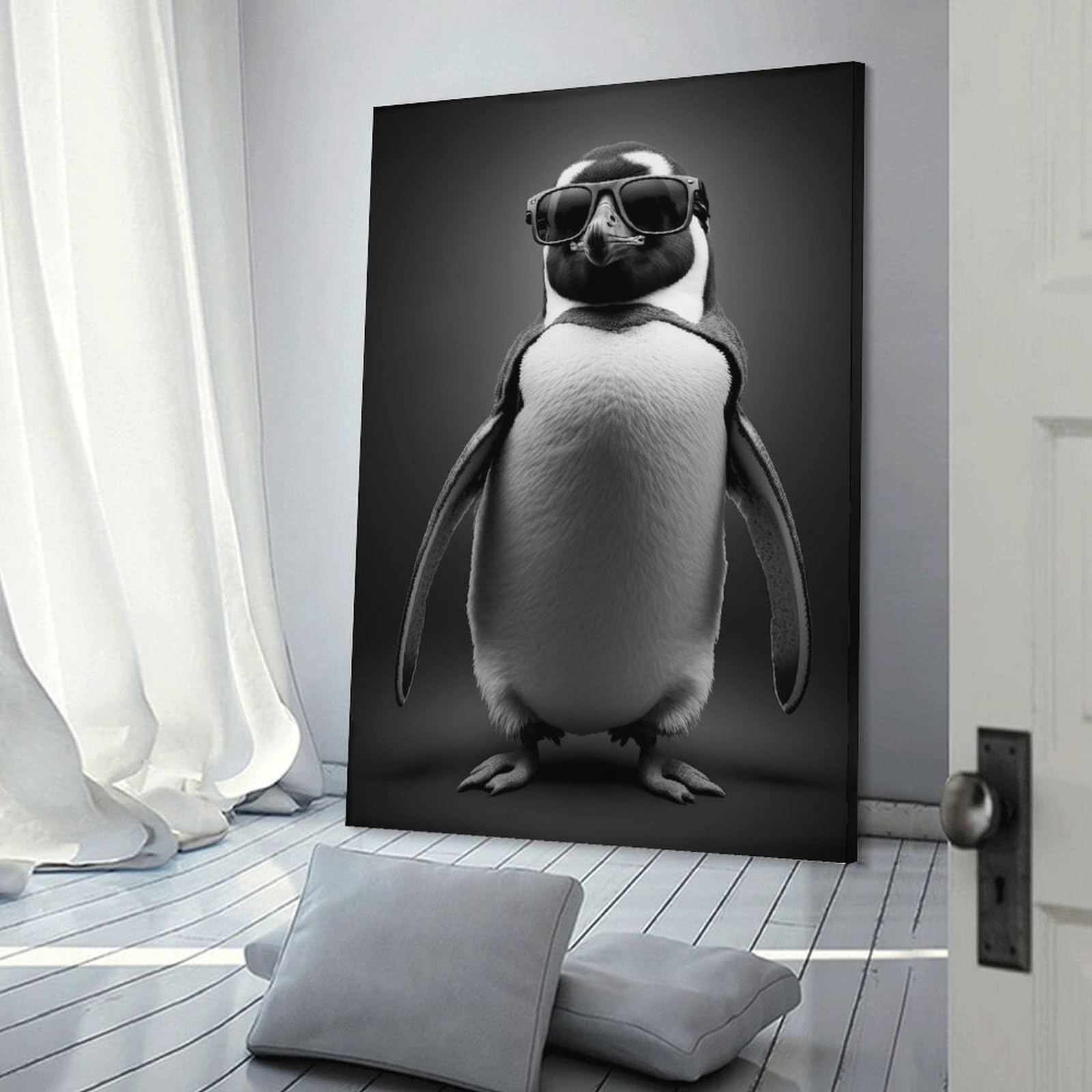 Junmoney Portrait of A Penguin Room Decor Wall Art 16x24inch(40x60cm), for Bedroom, Guest Room Or Reading Nook, An Easy Wall Refresh for Bedrooms