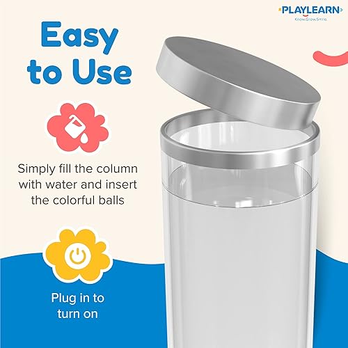 Miniatura 6 de Playlearn - Lámpara de tubo de burbujas de 24 pulgadas con cuentas acrílicas de colores, 7 colores cambiantes, USB, fácil instalación, lámpara de