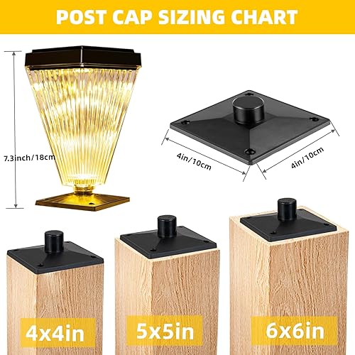 Miniatura 2 de QINGYA 6 Pack Solar Fence Post Lights Outdoor Waterproof IP65 Solar Path Post Cap Lights Sun Powered Pillar Lights Landscape Stake Decorative Fence