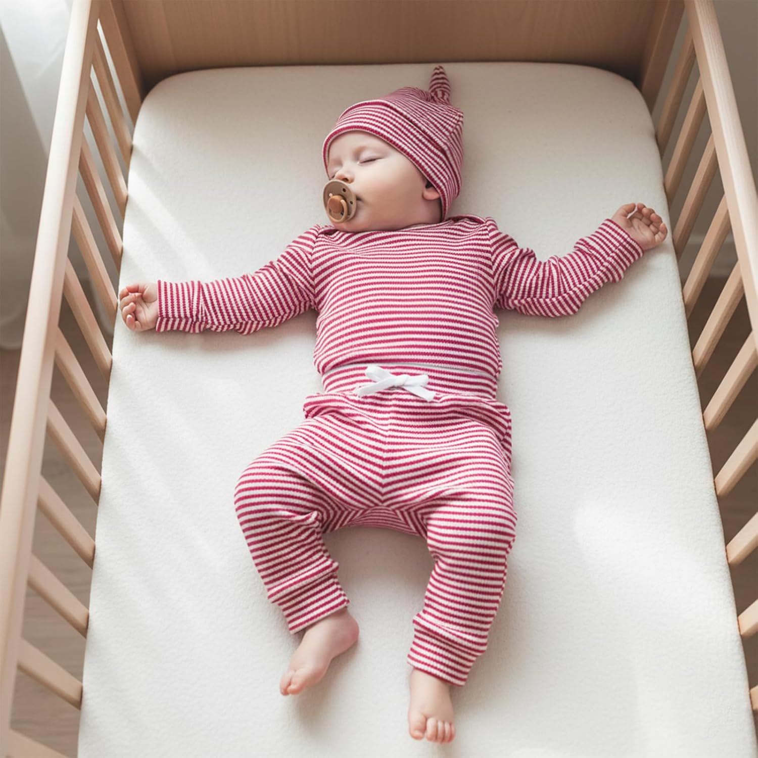 fhutpw Baby Boy Clothes 3 6 9 12 Months Striped Long Sleeve Romper Tops + Pants + Hat 3Pcs Infant Fall Winter Bodysuit Outfit - Image 2