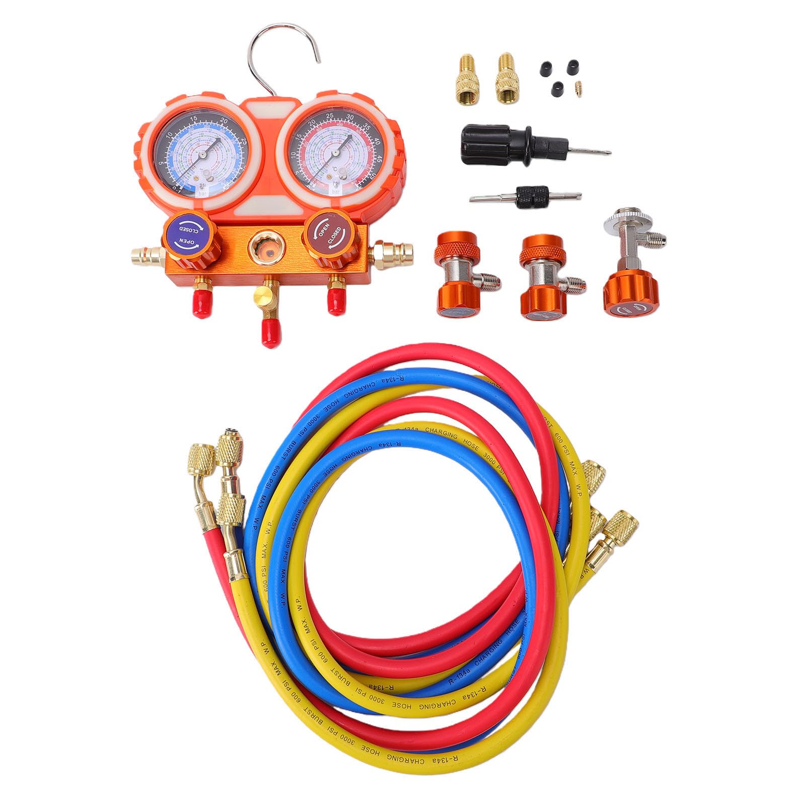 Profesjonalny Zestaw Mierników do Kolektora AC z 3 Wężami do Diagnostyki i ładowania HVAC — Trwała Konstrukcja z Mosiądzu i Aluminium