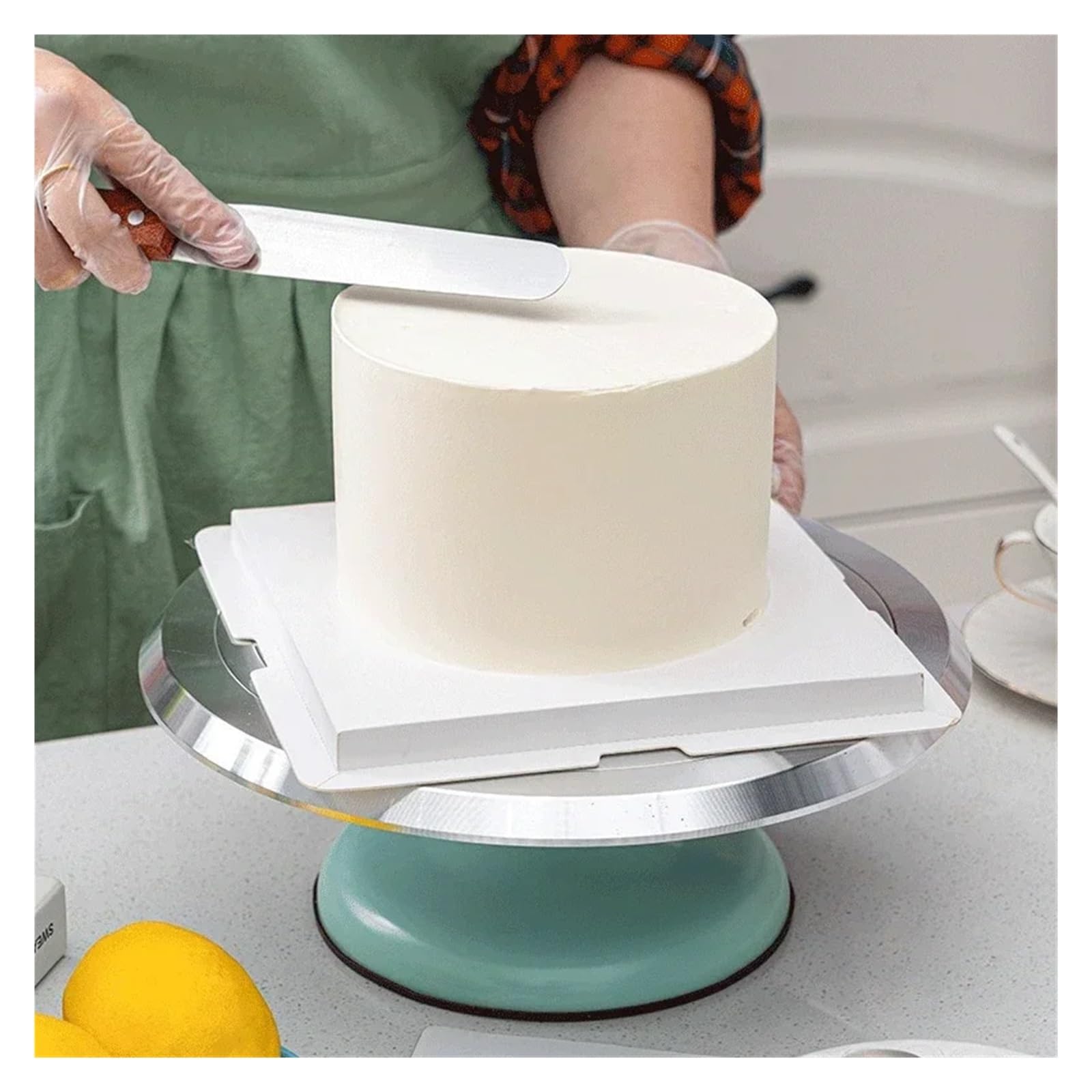 Tocadiscos de aluminio de 12 pulgadas para tartas de cumpleaños, mesa de plástico y flores de Ceic para decoración de pasteles y decoración de pasteles