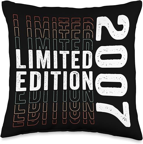 Limited Edition 2007-Awesome 16th Birthday Retro Vintage Throw Pillow, 16x16, Multicolor
