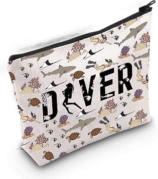 Gzrlyf Diver Makeup Bag Diver Themed Gift for Scuba Diver Gifts for Women Swim Lover Gift Scuba Diving Zipper Pouch DIVER