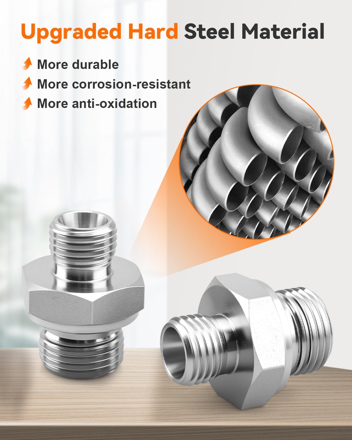 14H to 18ED Fitting Adapters Fit for Various Metric Thread External Cone/British Pipe Fittings, Hydraulic Hose Pipe Thread Connector, Hard Steel 2pcs