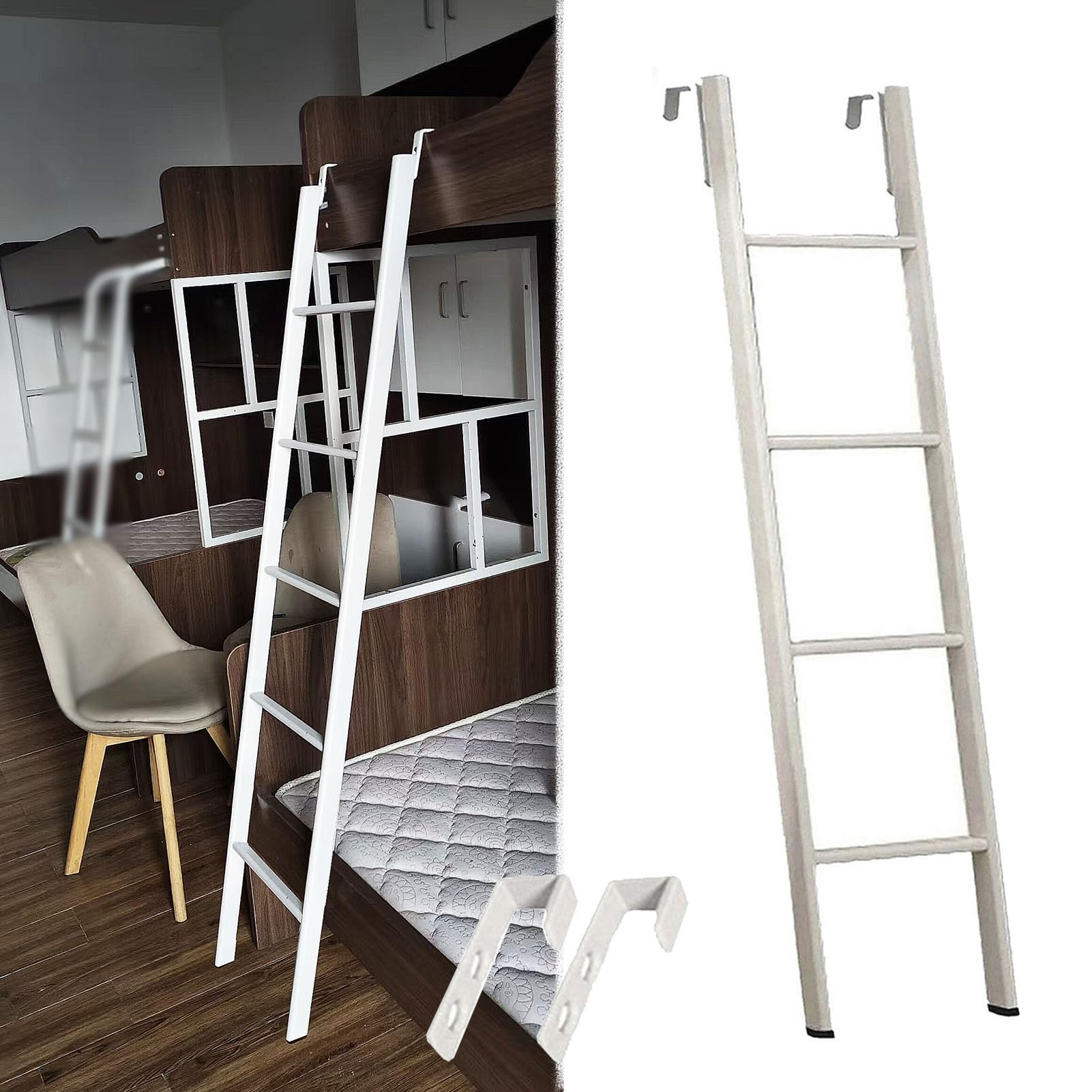 Scala corta regolabile in metallo per letto a castello design antiscivolo WiStep ideale per letti a castello gemelli, perfetta per camere da letto a soppalco (125 cm 49)