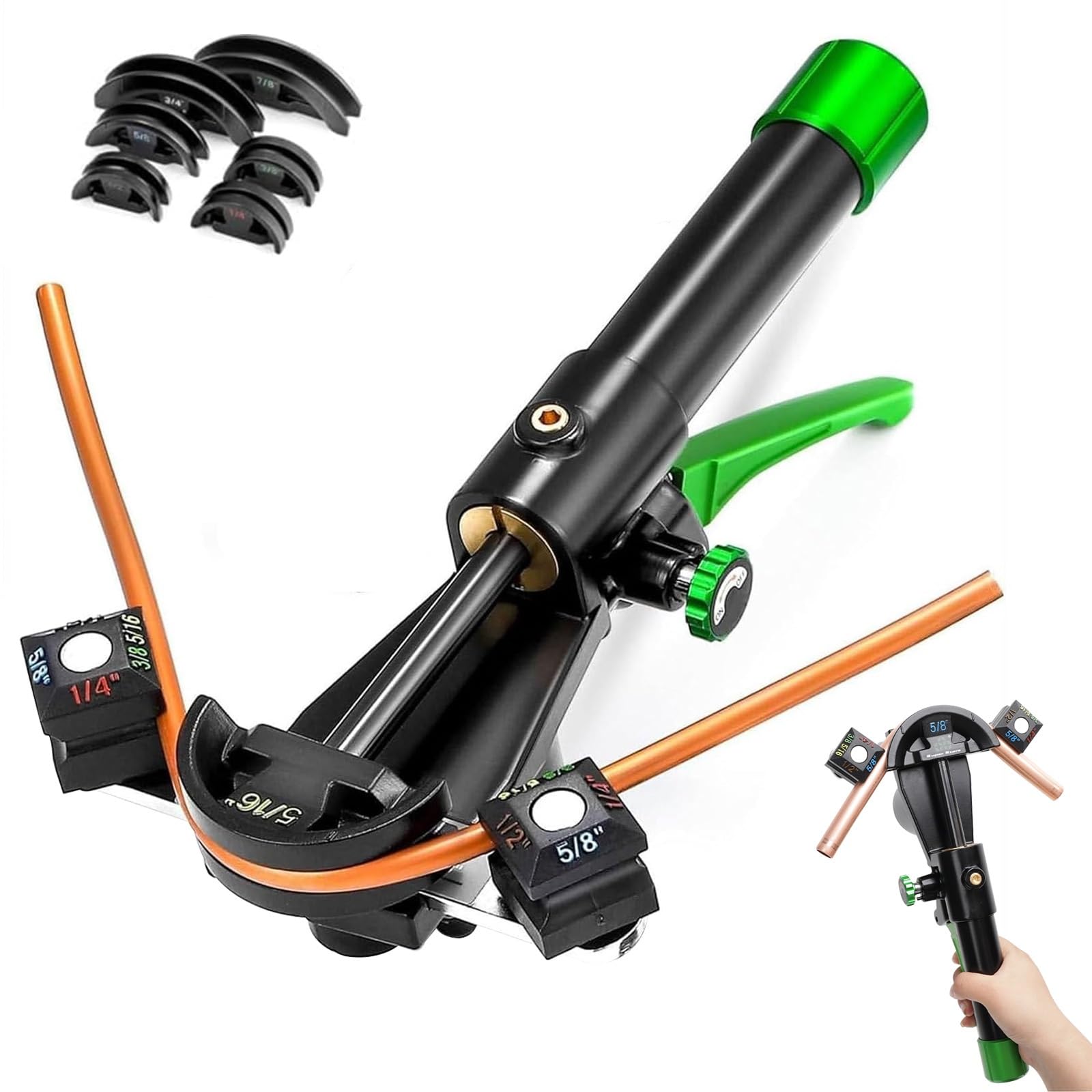 JXYQ Hydraulic Tubing Bender Kit with 90° Bend and 7 Dies for Copper Tube, Ideal for Refrigerator and Air Conditioner Repair