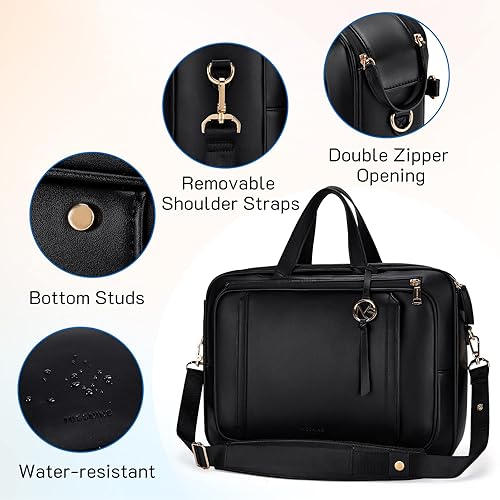 Miniatura 5 de Missnine Maletín para las mujeres 15.6 pulgadas Messenger Backpack PU cuero portátil bolsa ordenador bolsa para la universidad viajes de negocios