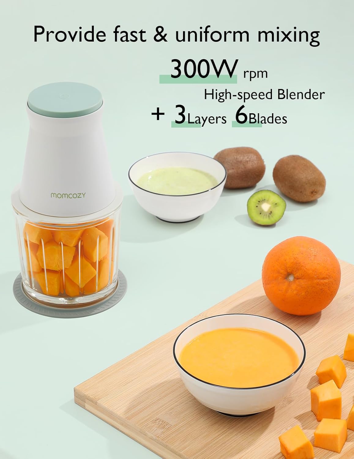 Momcozy Baby Food Maker, Baby Food Processor Gift Set for Baby Food, Meat, Vegetable, Fruit, Baby Food Blender with Baby Food Containers, Food Freezer Tray, Silicone Spoons, Spatula,Green