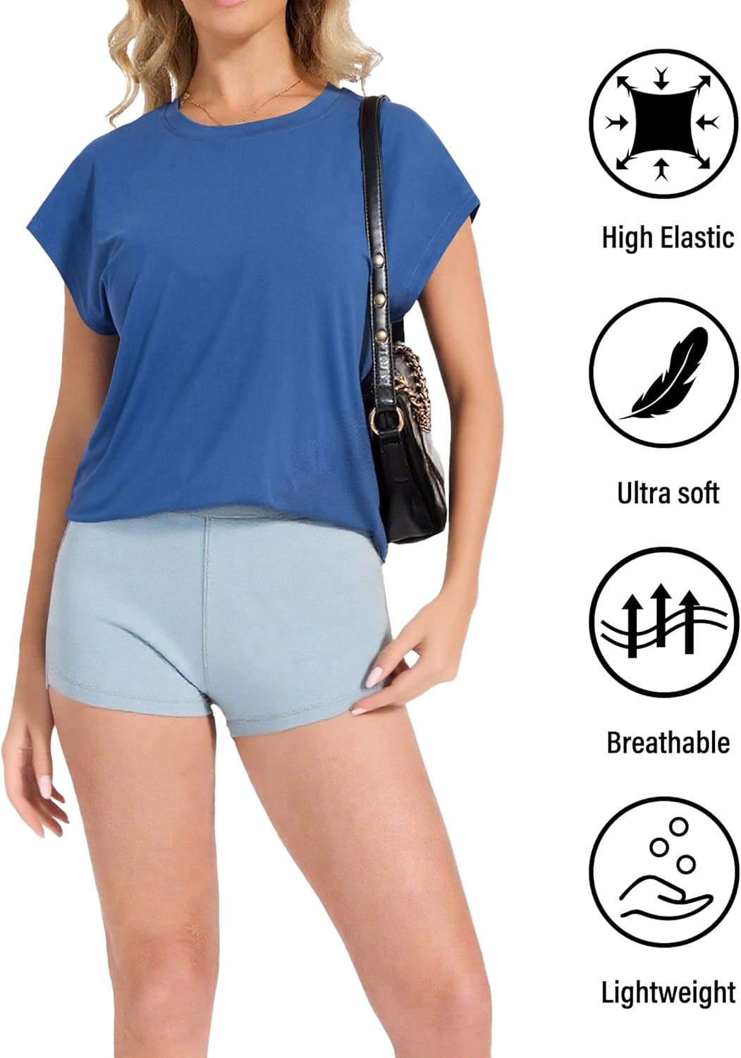 Dalavch 1/4 Pack Women Cap Sleeve Tops Crew Neck T Shirts Workout Loose Fit Summer Fall Outfits Tee - Image 5