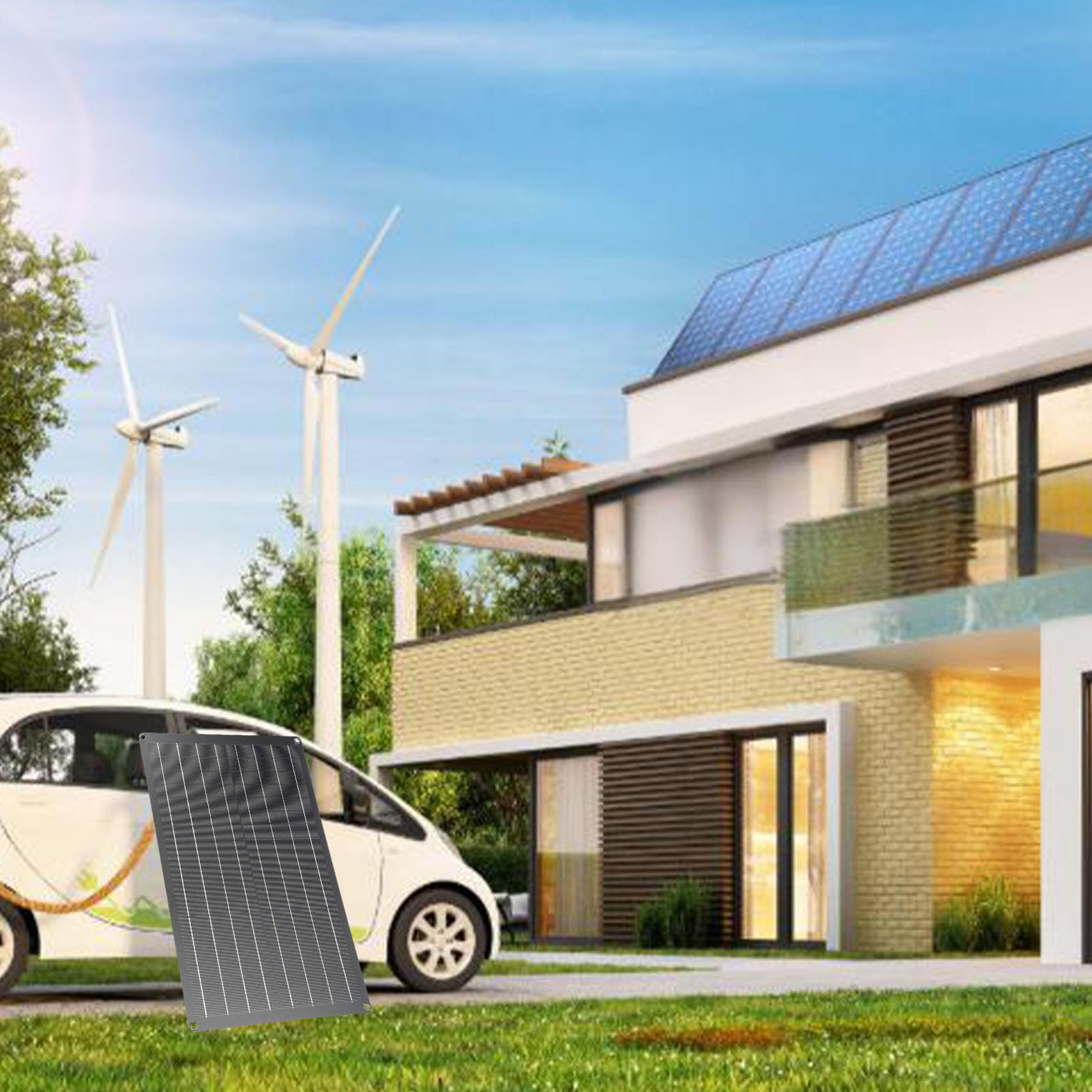 Aramox Ładowarka Samochodowa do Paneli Słonecznych 30 W, Przenośny Zestaw do ładowania energią słoneczną do Akumulatora Samochodowego z Systemem Smart Guard Wysokowydajny Krzem Monokrystaliczny do