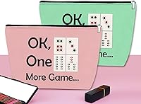 Vista 4 de Mxrymvu Mahjong Lovers Gift for Women Makeup Bag Mahjong Player Gifts for Friend Grandma, Verde, rosa y morado, Viajes