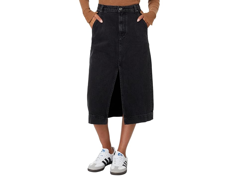 Free People Wild Roses Midi Skirt (Black) Women's Skirt INTERNATIONAL SHIPPING