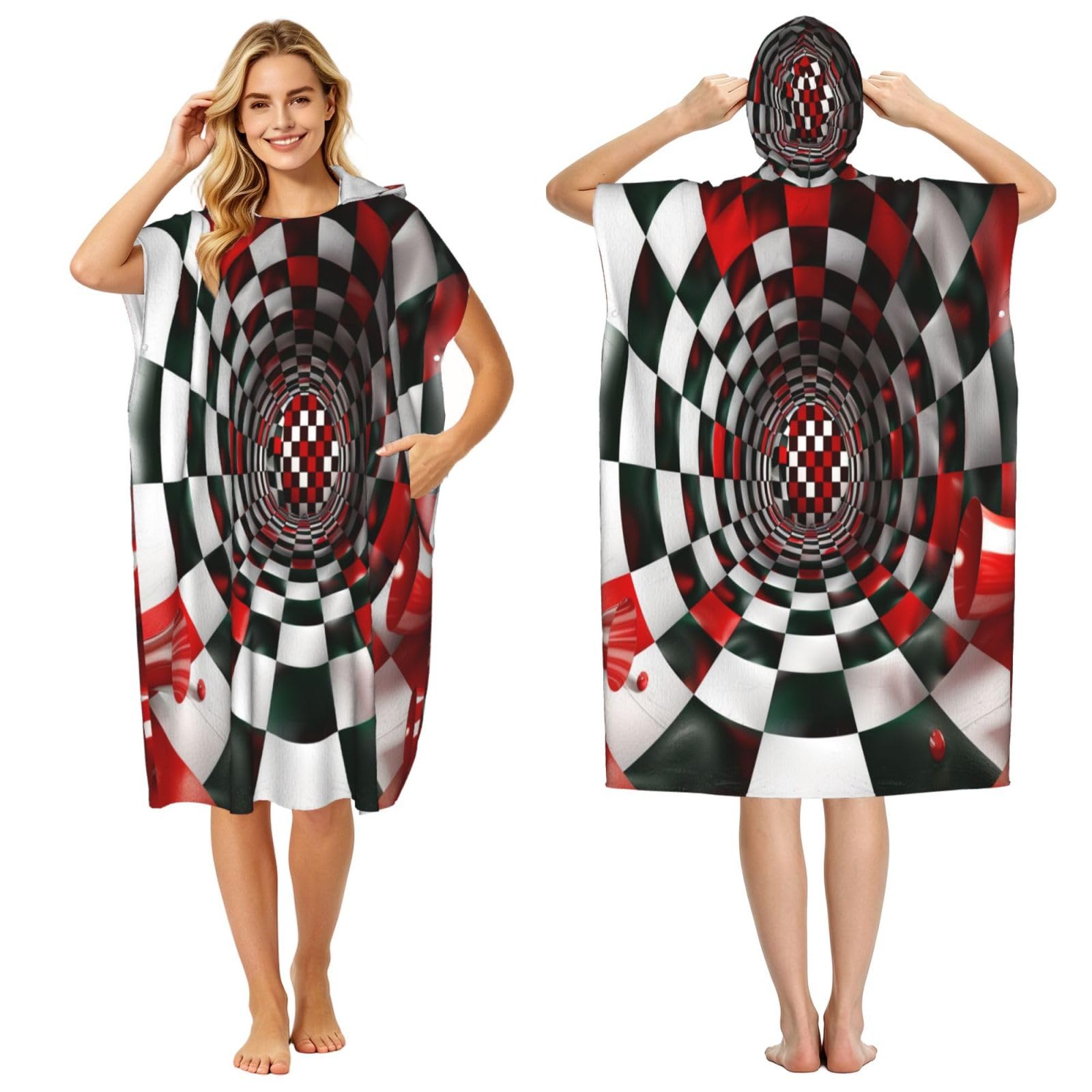 DTHKJNLSF Square Puzzle Room Adult Hooded Beach Poncho Towel