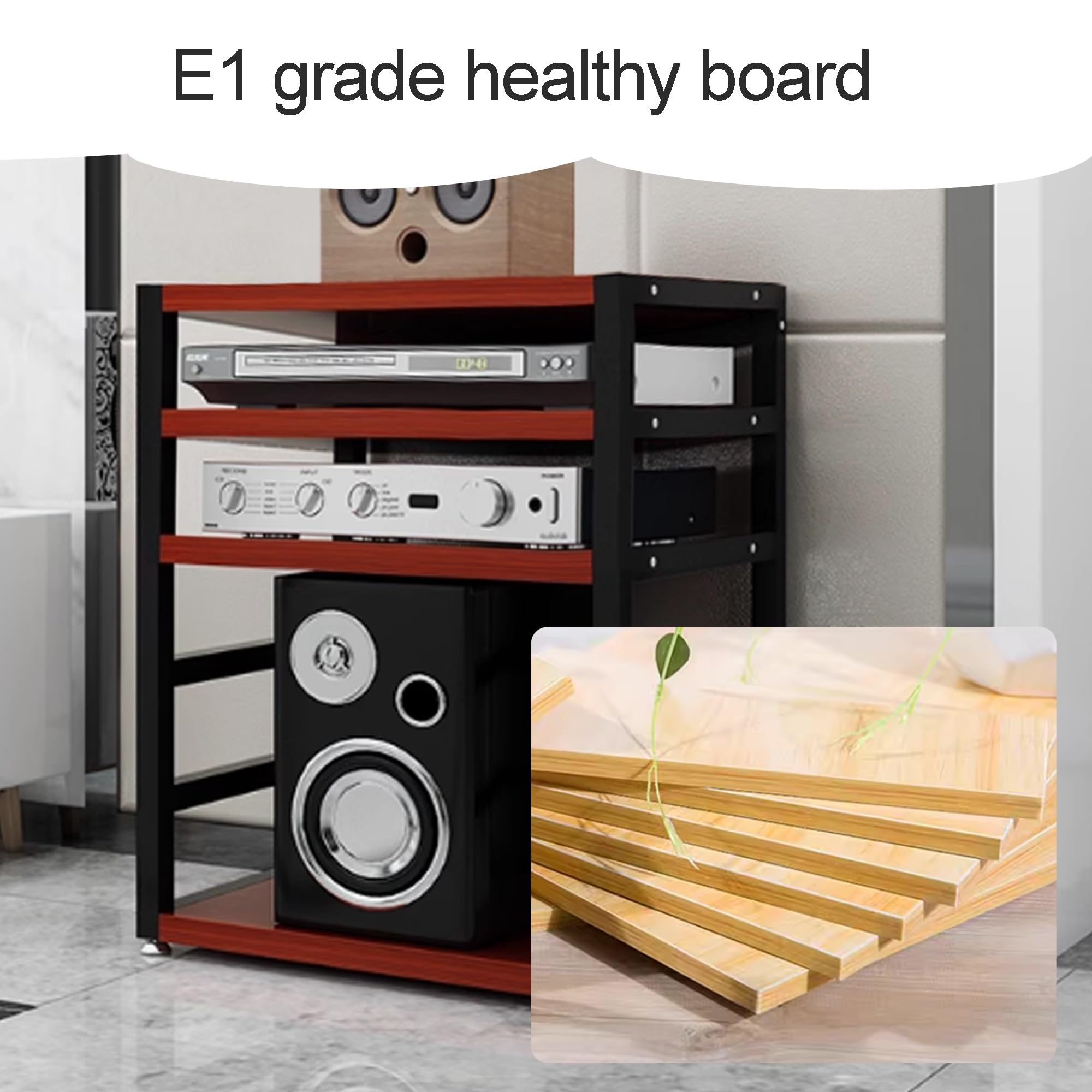 Stojak audio, 4-poziomowy stojak stereo AV, wysokość 67 cm, regał audio-wideo, szafka multimedialna, stojak na komponenty audio, otwarta konsola multimedialna, stojak na sprzęt audio, do salonu