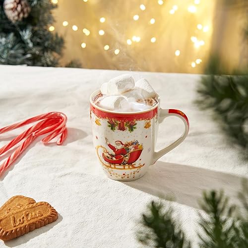 Vista 8 de Taza festiva de muñeco de nieve de Navidad, apta para microondas y lavavajillas, tazas navideñas de 10.5 onzas para café, chocolate caliente, ponche