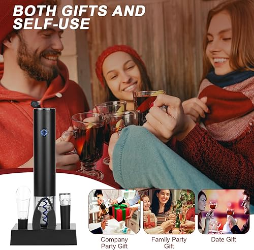 Miniatura 5 de FAVIA Abridor eléctrico de vino con sacacorchos automático con cortador de papel de aluminio, abridor de vino recargable para amantes del vino