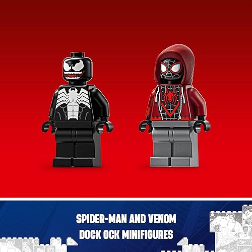 Miniatura 6 de LEGO Marvel Venom Mech Armor vs. Miles Morales, acción posable para niños, juego de construcción de Marvel con minifiguras, juguete de viaje, regalo