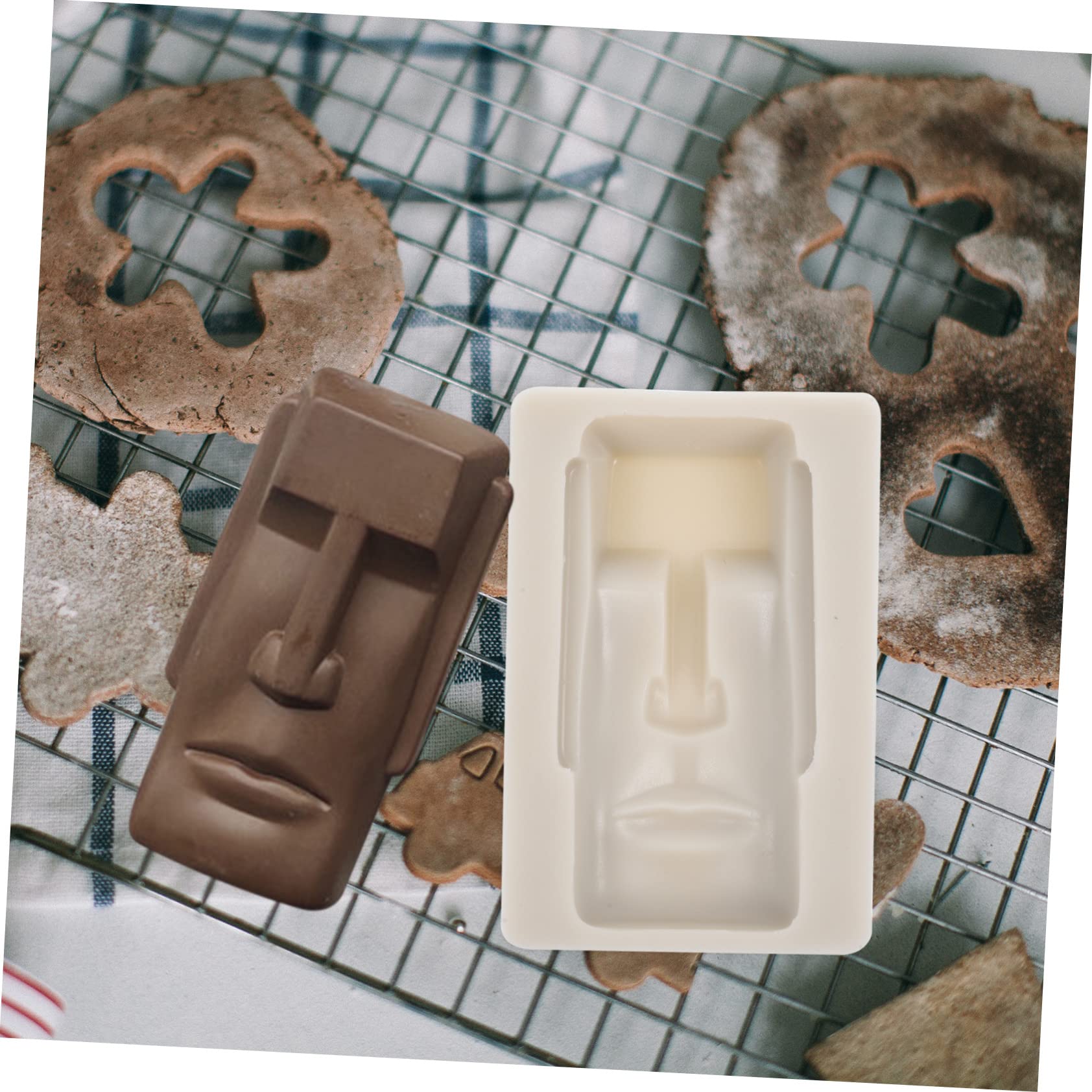 TOPBATHY 5piezas Molde De Para Galletas y Chocolates Molde Decorativo Moai Herramienta Para Fondant y Para Repostería y Manualidades
