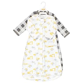 Hudson Baby Unisex Baby Cotton Wearable Sleeping Bag, Sack, Blanket, Construction Vehicles Long Sleeve, 0-3 Months