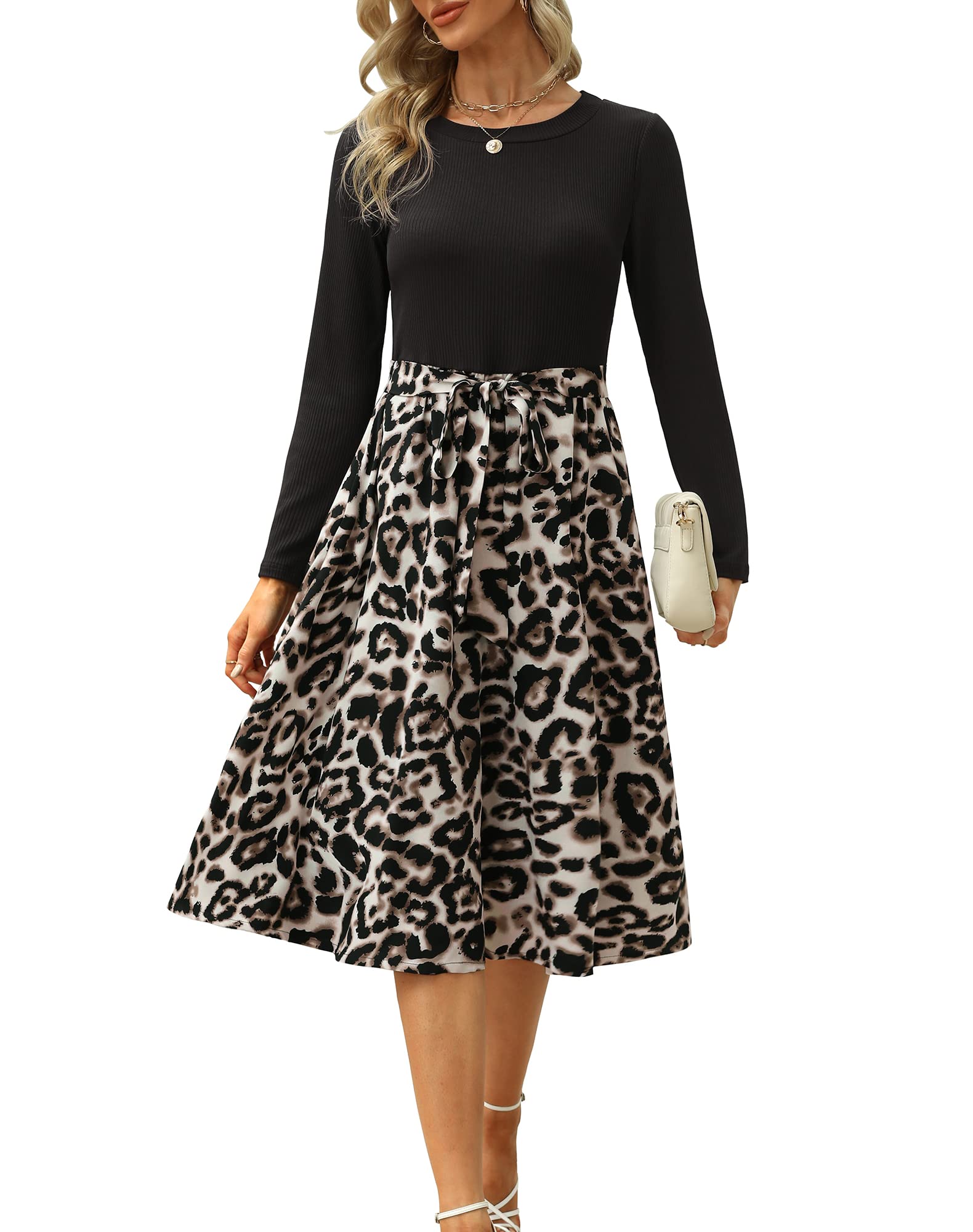 ZattcasWomen 2025 Summer Dress Short Sleeve Ribbed Teacher Church Modest Business Casual Work Outfits Midi Dress