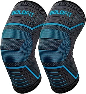 Boldfit Boldfit Knee Support For Men Sleeves Braces Pair For Sports, Workout, Pain Relief, Knee Cap Compression Support, Exercise, Running, Cycling,- 1 Pair (L, Bluelinear)