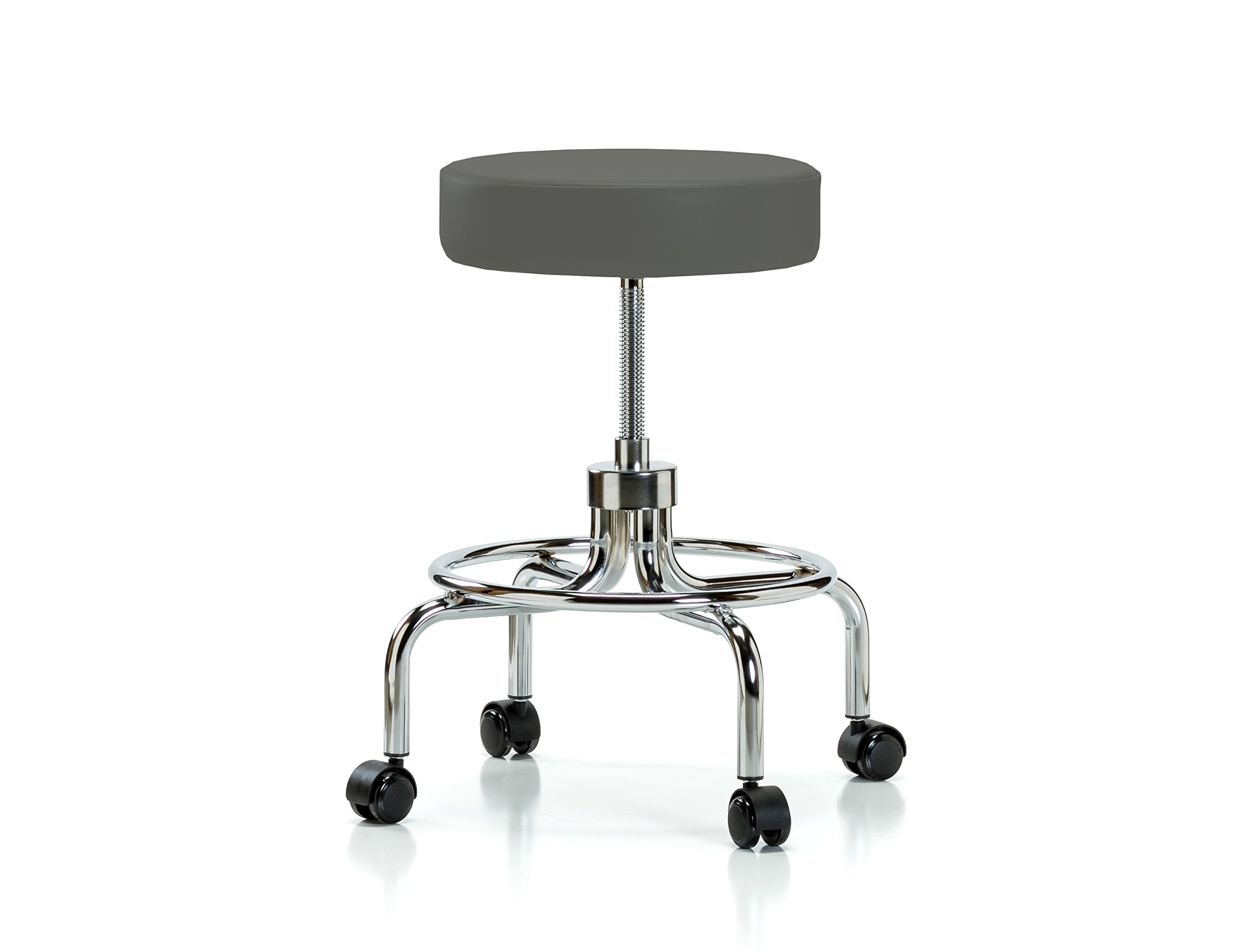 Perch Retro Exam Stool, Casters, 20.5-25.5", Charcoal Vinyl