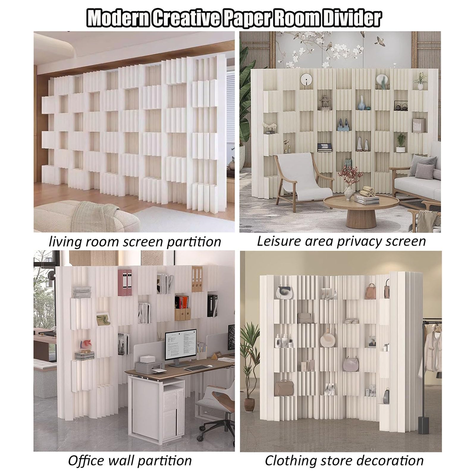Divisori per Ambienti, Tende divisorie in Carta, divisorio Pieghevole e Retrattile, Privacy in Piedi con Ripiani portaoggetti, per Ufficio Domestico (200x180 cm/6,56x5,9 Piedi)