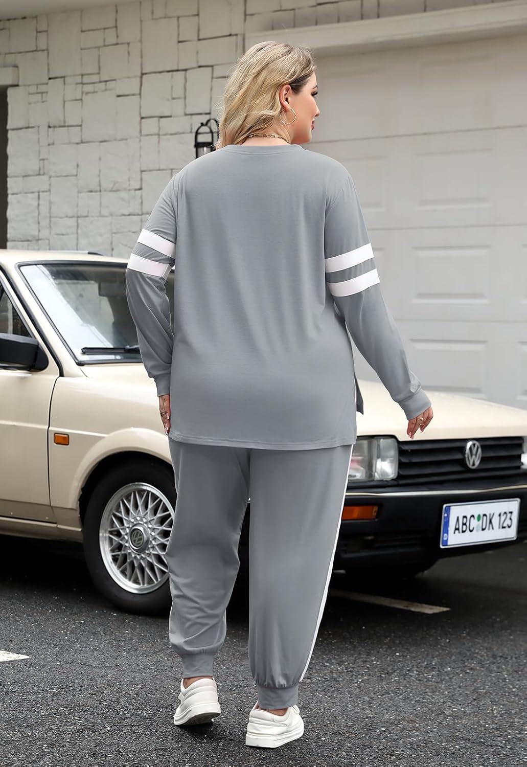 Celkuser Plus Size 2-Piece Outfits Lounge Set For Womens Long Sleeve Sweatsuit And Tracksuits With Pockets 1XL 2XL 3XL 4XL - Image 2