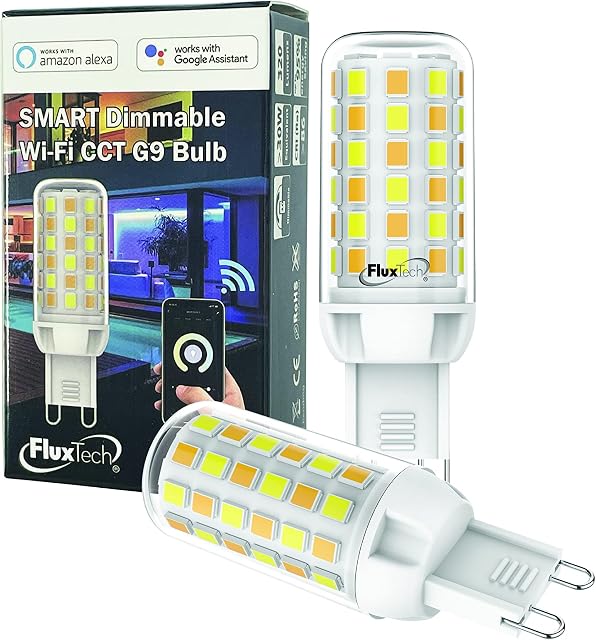 FluxTech - Wi-Fi Smart Dimmable CCT Colour G9 Bulb x 2 Pack  2nd Generation Upgraded Version [Energy Class A+] (SWF-CCT-240-M2)