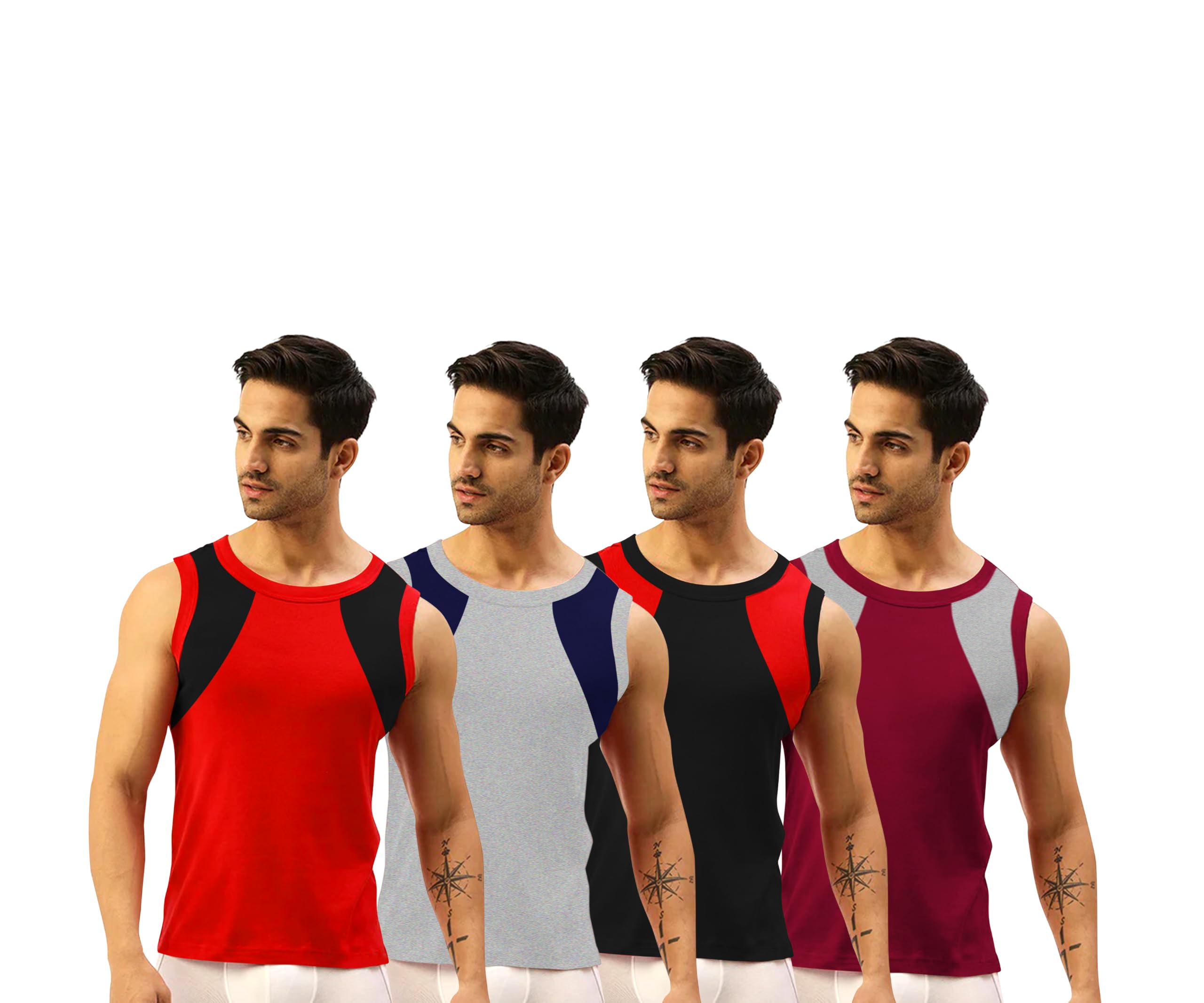 drako Men's 03 Gym Vest 100% Cotton Pack of 4-picture-21