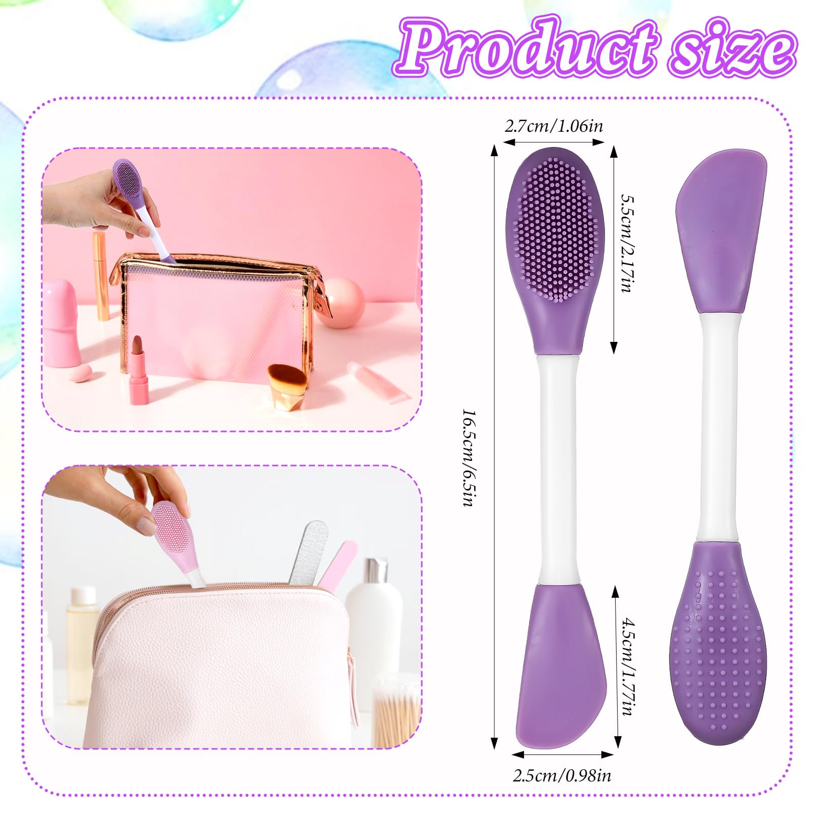 Oruola 4pcs Mask Applicator,Mud Mask Applicator Silicone Dual-Head Manual Cleansing, 2 in 1 Reusable Face Masks Tool for Applying Skin Cream, Lotion, Makeup Foundation,4 Colors