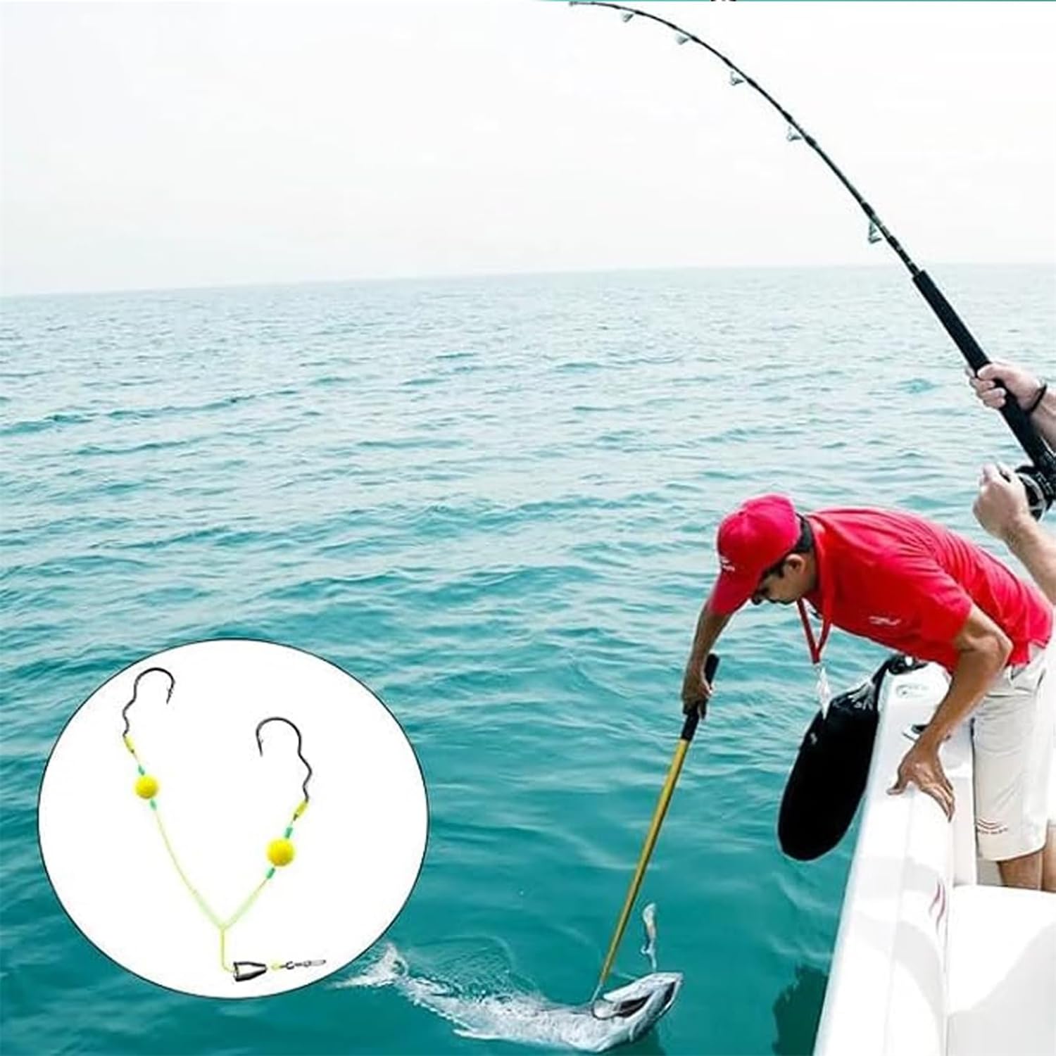Ganchos dobles de pesca, juego de anzuelos de doble reversa, juego de anzuelos de pesca de doble reversa, anzuelos de pesca antienredos, línea inferior inversa, flotación libre, evitando el agua, la