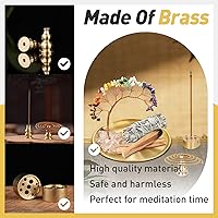 Vista 2 de Soporte de cristal para Palo Santo, soporte para incienso para 7 chakras, soporte de incienso de latón de 5.5 pulgadas, 6 en 1 para varillas