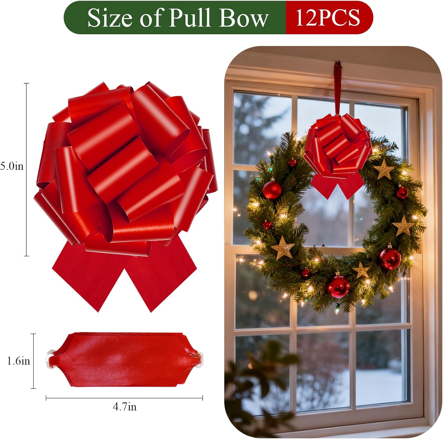 12 PCS Christmas Bows for Gift Wrapping,5 inch Large Xmas Holiday Pull Bows for Present,Gift Baskets,Wine Bottles,Bouquet,Christmas Wrapping Decorations [Mix Color] - Image 7