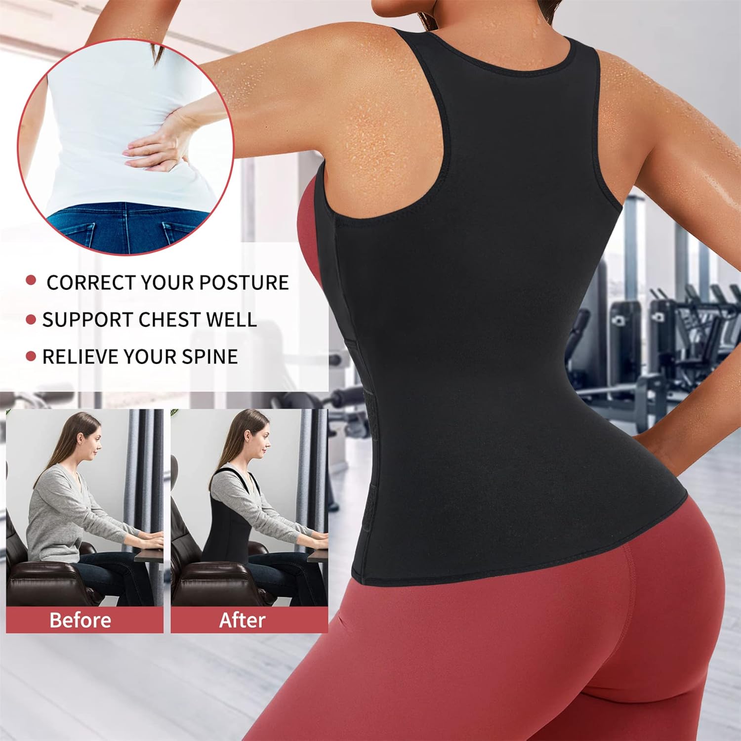 Miniatura 4 de El mejor chaleco de neopreno para entrenamiento de cintura, corsé para pérdida de peso, moldeador de cuerpo, camisetas sin mangas para mujer