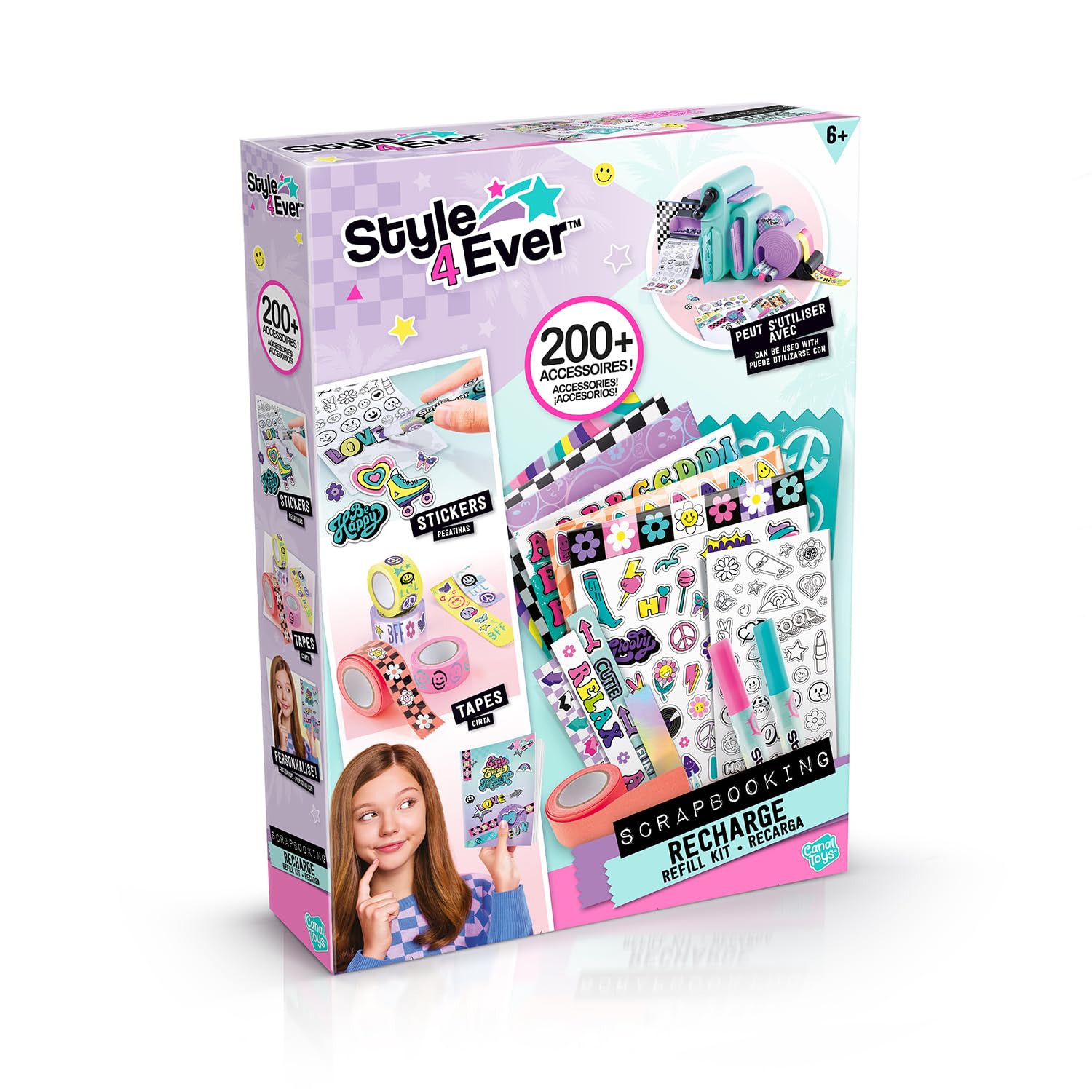 Canal Toys Scrapbooking Kit, 200+ Accessories Included, Hours of Creative Fun, Scrap and Customize Your Favourite Notebook, Stickers, Tape, Stencils, Endless Possibilities